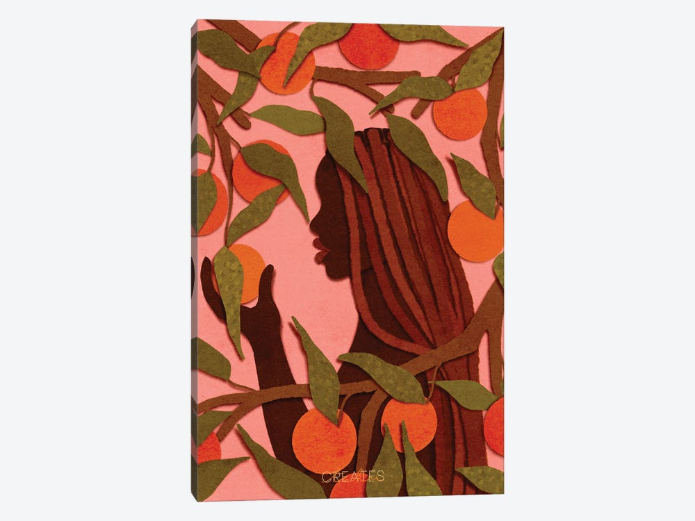 Fruitful Woman 'Pink' by Taku Creates 1-piece Canvas Wall Art