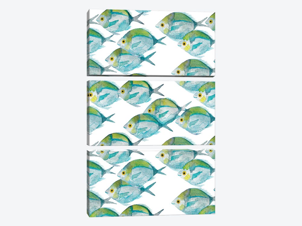 Fishes Pattern by The Cosmic Whale 3-piece Canvas Wall Art