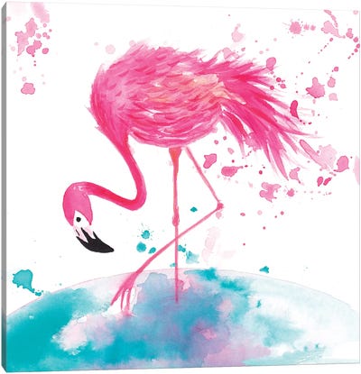 Flamingo II Canvas Art Print - The Cosmic Whale