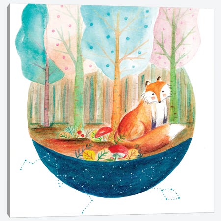 Fox And Whale I Canvas Print #TCW14} by The Cosmic Whale Canvas Art