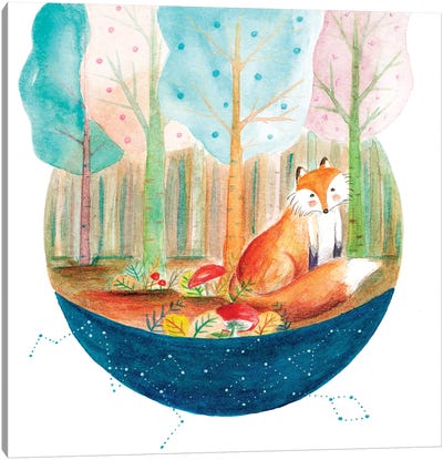 Fox And Whale I Canvas Art Print - The Cosmic Whale