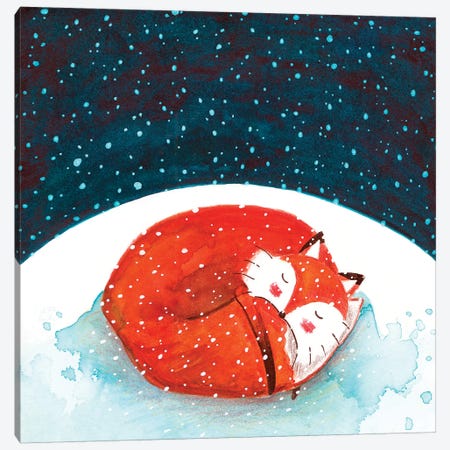 Fox WinterII Canvas Print #TCW20} by The Cosmic Whale Canvas Wall Art