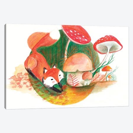 Foxy & Forest Canvas Print #TCW21} by The Cosmic Whale Canvas Art