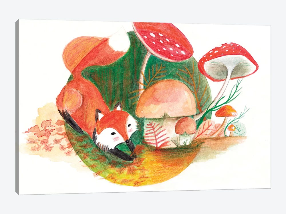 Foxy & Forest by The Cosmic Whale 1-piece Art Print