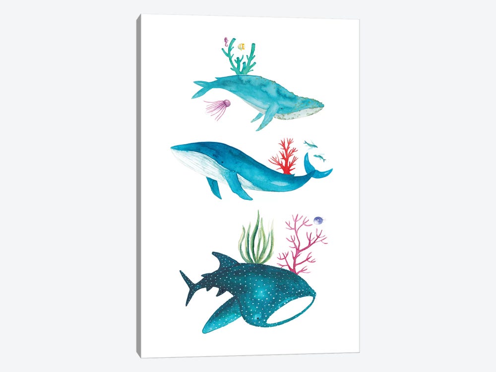 Ocean Creatures by The Cosmic Whale 1-piece Canvas Artwork