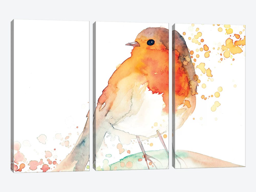 Robin Bird by The Cosmic Whale 3-piece Canvas Print