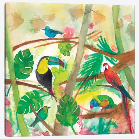 Tropical Birds Canvas Print #TCW40} by The Cosmic Whale Canvas Artwork