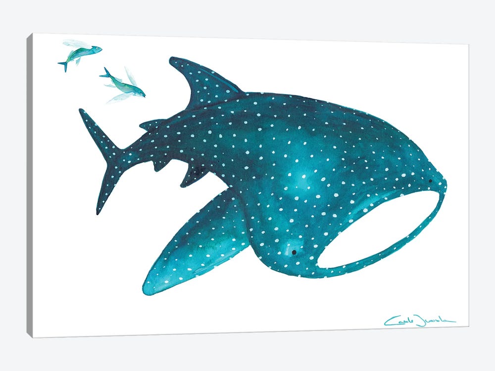 Whale Shark And Fishes Canvas Print by The Cosmic Whale | iCanvas