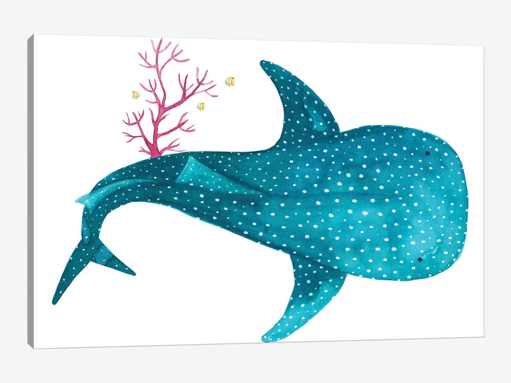 Whale Shark With Coral by The Cosmic Whale 1-piece Canvas Art