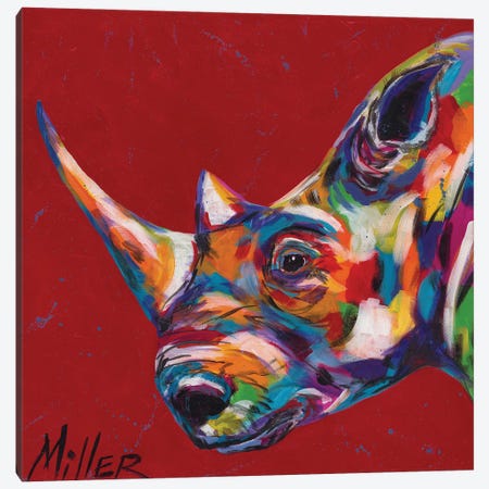 White Rhino On Red Canvas Print #TCY135} by Tracy Miller Canvas Artwork