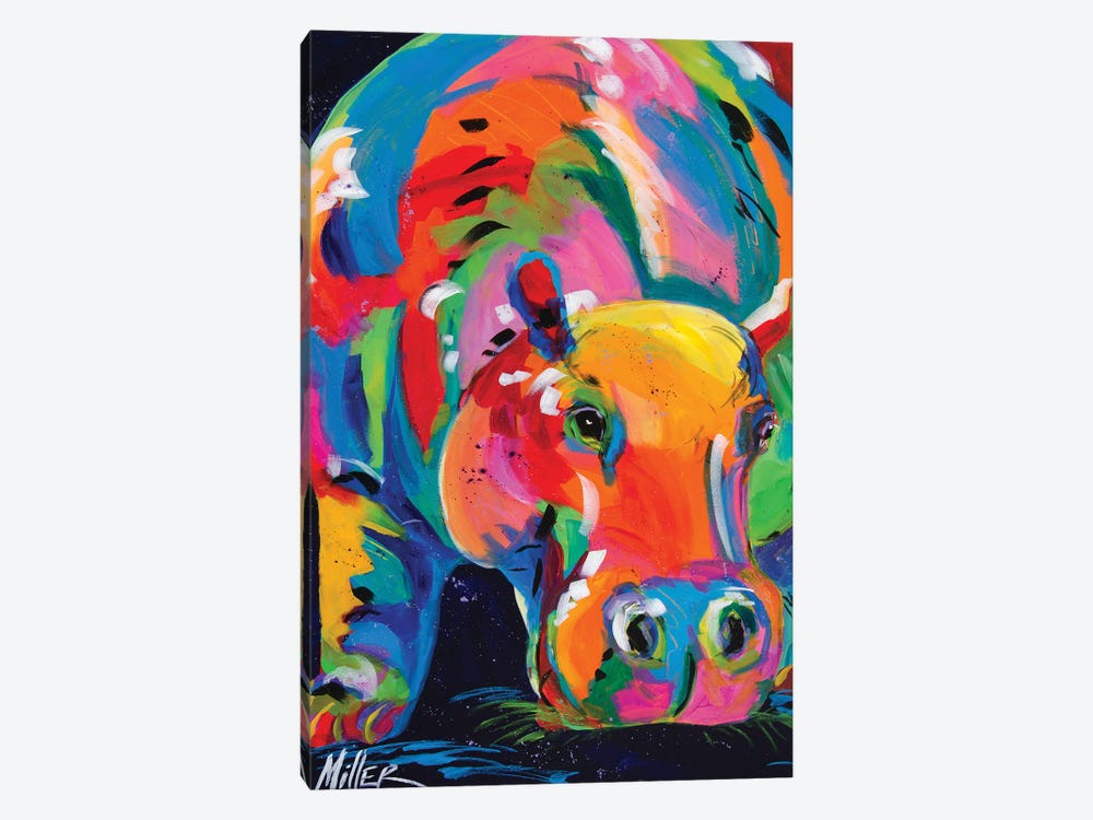 Blue Hippo by Tracy Miller 1-piece Canvas Wall Art