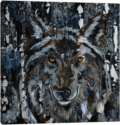 Winter Wolf Canvas Art Print - Rustic Winter