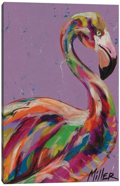 Flamingo in Lilac Canvas Art Print - Tracy Miller
