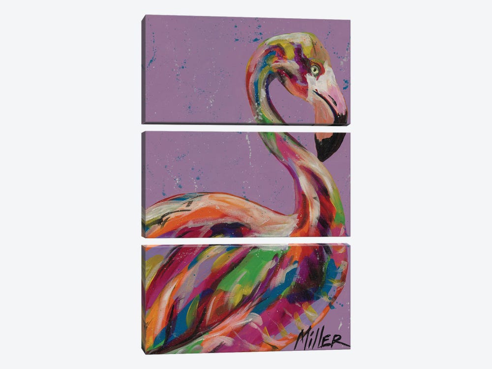 Flamingo in Lilac by Tracy Miller 3-piece Canvas Artwork