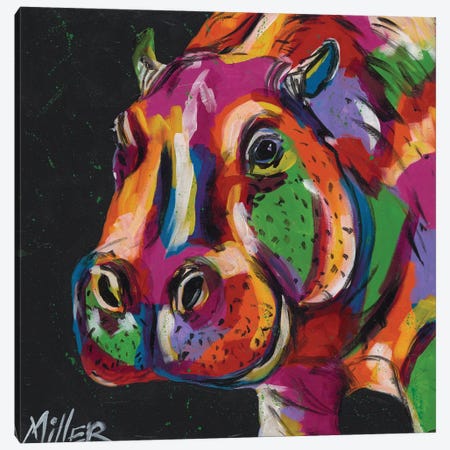 Go Go Hippo Canvas Print #TCY58} by Tracy Miller Canvas Art Print