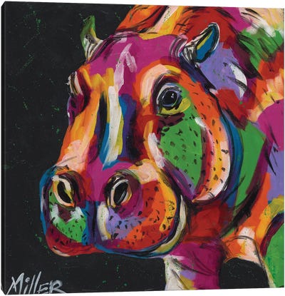 Go Go Hippo Canvas Art Print - Hippopotamus Art
