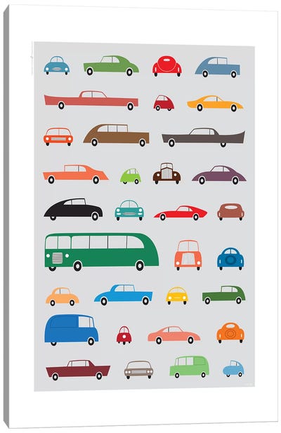 Cars Canvas Art Print - Kids Transportation Art