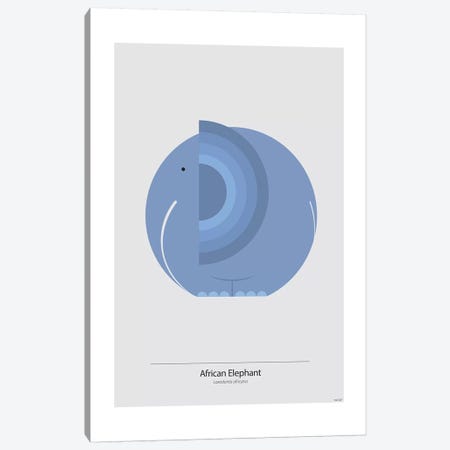 Elephant (Blue) Canvas Print #TDE16} by TomasDesign Canvas Art Print