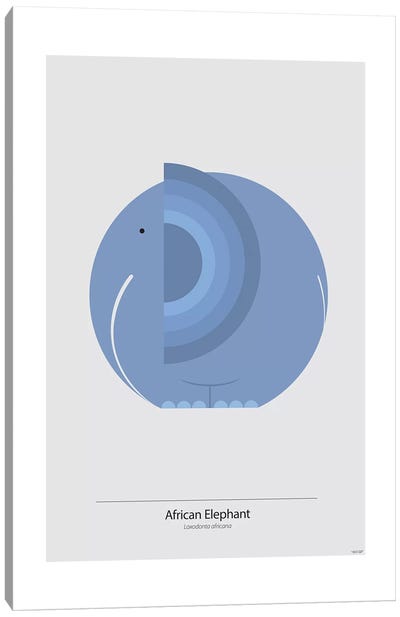 Elephant (Blue) Canvas Art Print - Perano Art