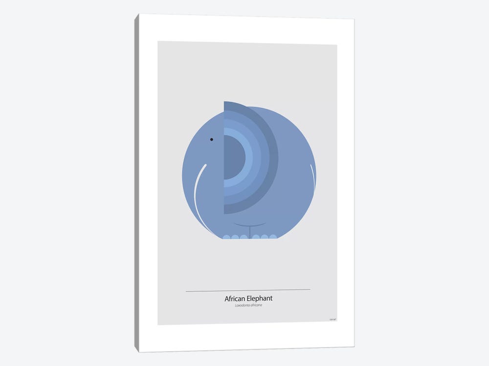 Elephant (Blue) by TomasDesign 1-piece Canvas Art Print
