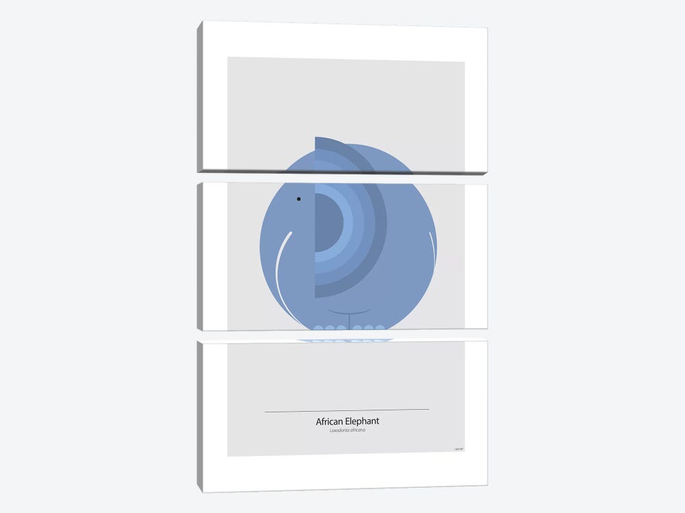 Elephant (Blue) by TomasDesign 3-piece Art Print