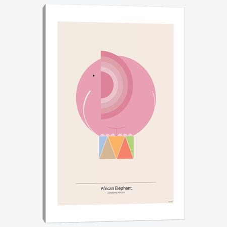 Elephant (Pink) Canvas Print #TDE17} by TomasDesign Canvas Art Print