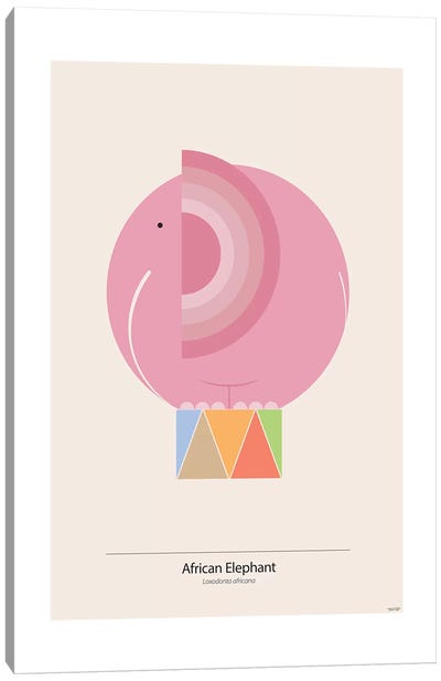 Elephant (Pink) Canvas Art Print - Pink Art