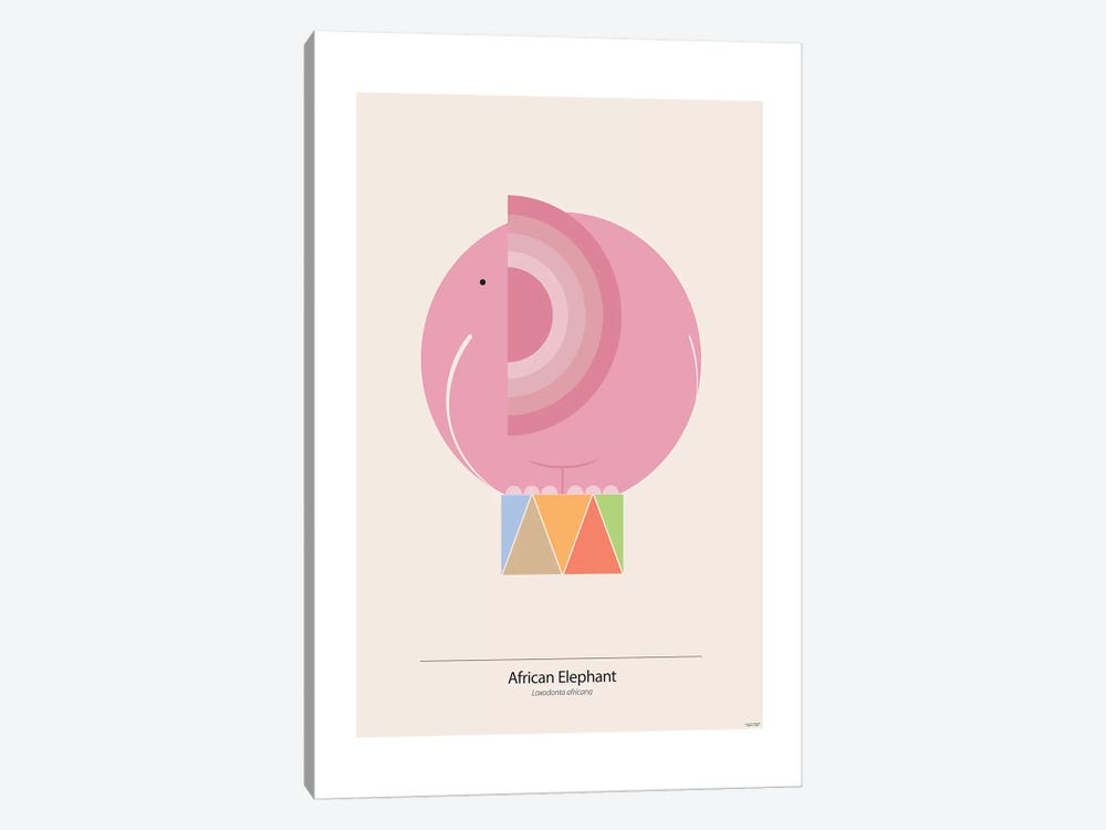 Elephant (Pink) by TomasDesign 1-piece Canvas Art