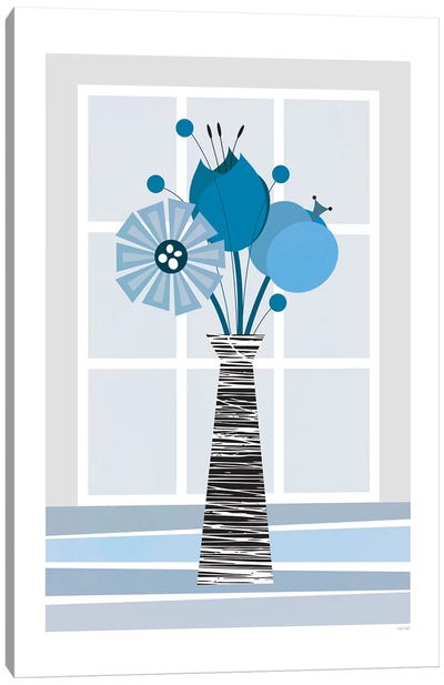 Flowers (Blue) Canvas Art Print - TomasDesign