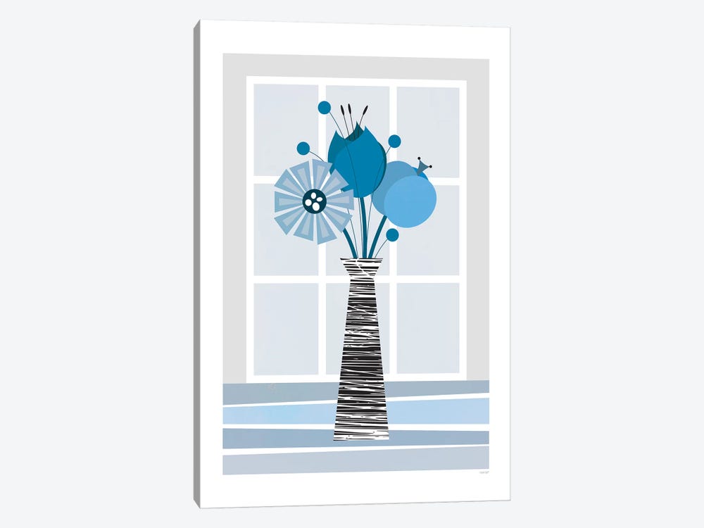 Flowers (Blue) by TomasDesign 1-piece Canvas Art Print