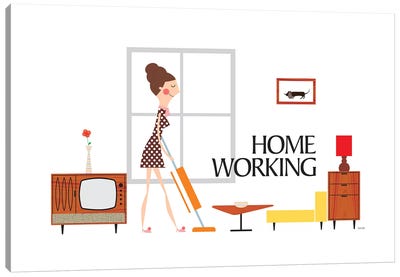 Home Working Canvas Art Print - TomasDesign