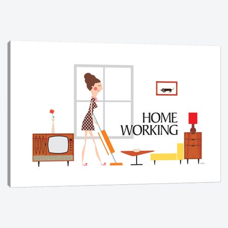 Home Working Canvas Print #TDE34} by TomasDesign Canvas Art Print