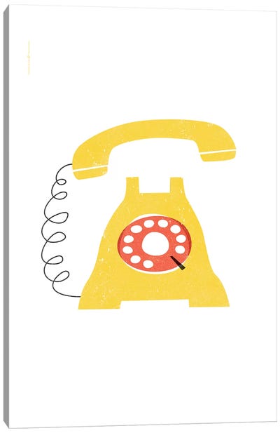 Phone (Yellow) Canvas Art Print - White Art