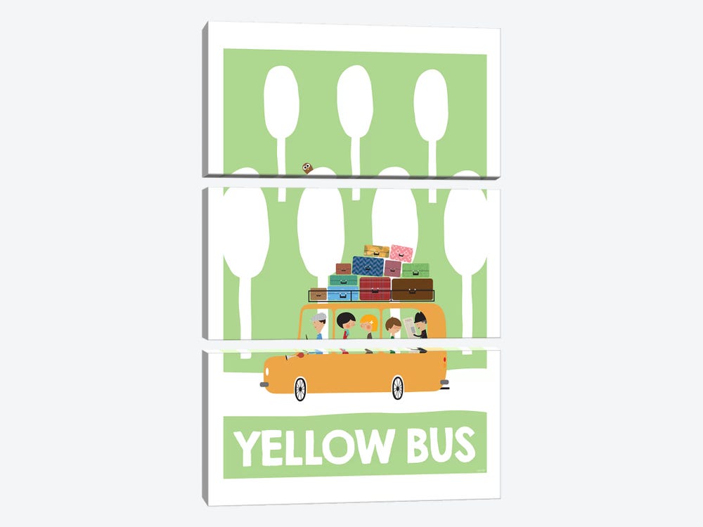 Yellow Bus 3-piece Canvas Art