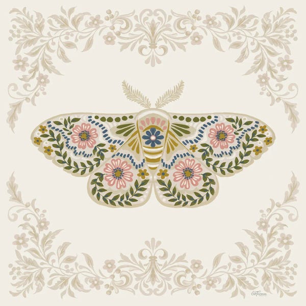 Moths: Folkloric Moth II by Cat Thurman Designs