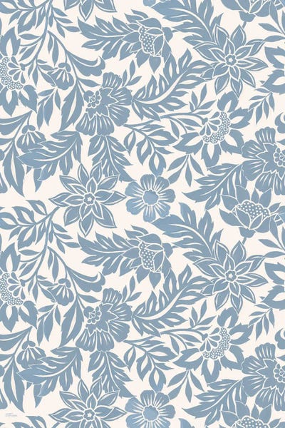 Canvas Art Prints: Blue Damask Pattern by Cat Thurman Designs