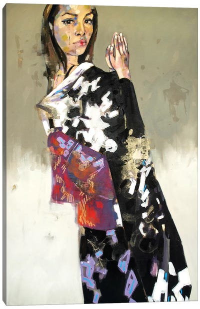 Figure In Black Kimono 1-14-20 Canvas Art Print - Thomas Donaldson