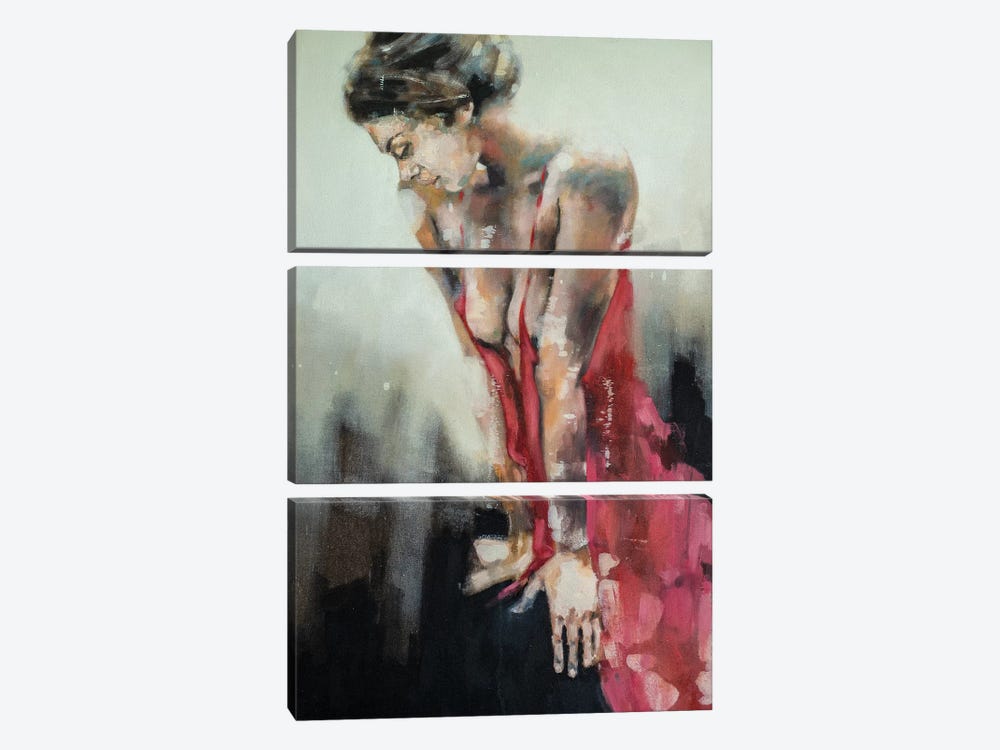 Figure With Red Dress 9-9-19 by Thomas Donaldson 3-piece Canvas Art Print