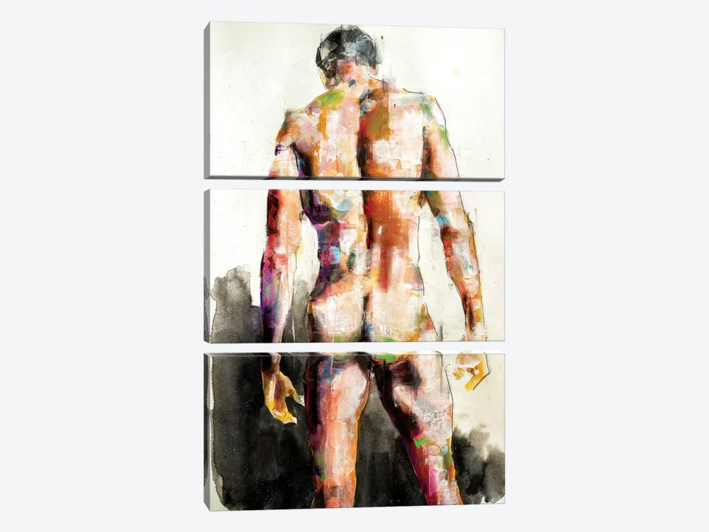 Male Back 7-30-19 by Thomas Donaldson 3-piece Canvas Art Print