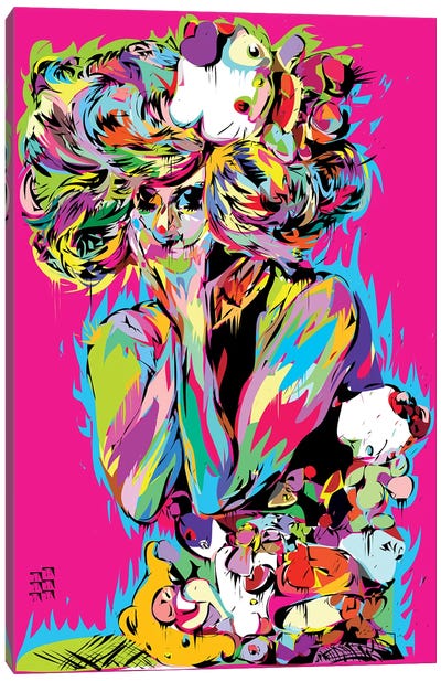 Gaga Kitty Canvas Art Print - TECHNODROME1