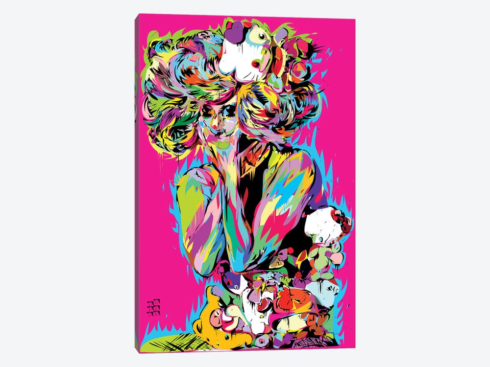 Gaga Kitty by TECHNODROME1 1-piece Canvas Art