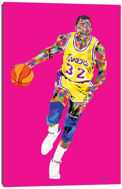 Magic Johnson Canvas Art Print - Kids Sports Art