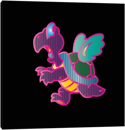 Flying Turtle Canvas Art Print - Pixel Art