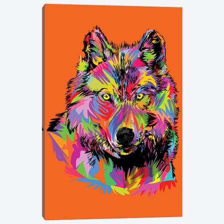 Lady Wolf On Orange Canvas Print #TDR160} by TECHNODROME1 Canvas Print