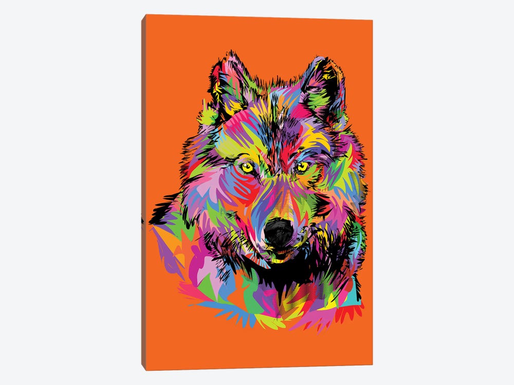 Lady Wolf On Orange by TECHNODROME1 1-piece Art Print