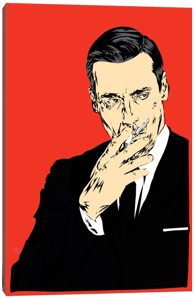 Don Draper Canvas Art Print - Smoking Art