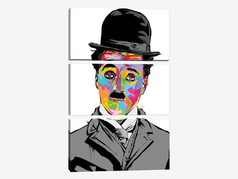 Charlie Chaplin by TECHNODROME1 3-piece Canvas Art Print