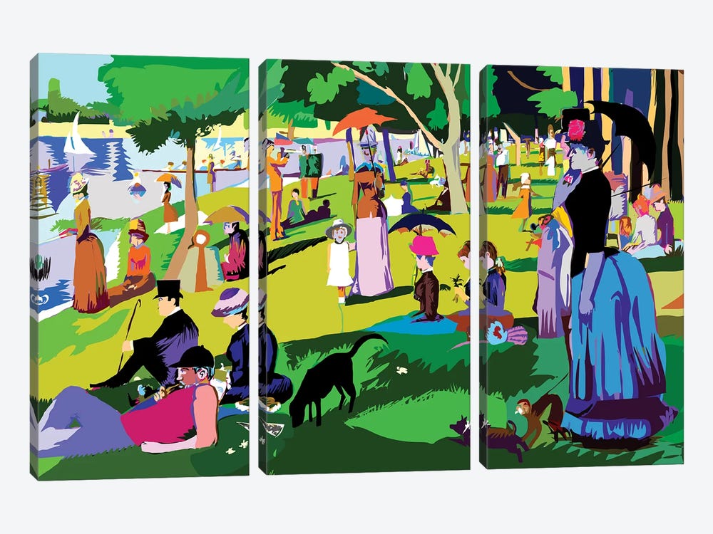 Sunday Afternoon On The Island Of La Grande Jatte By Georges Seurat by TECHNODROME1 3-piece Canvas Artwork