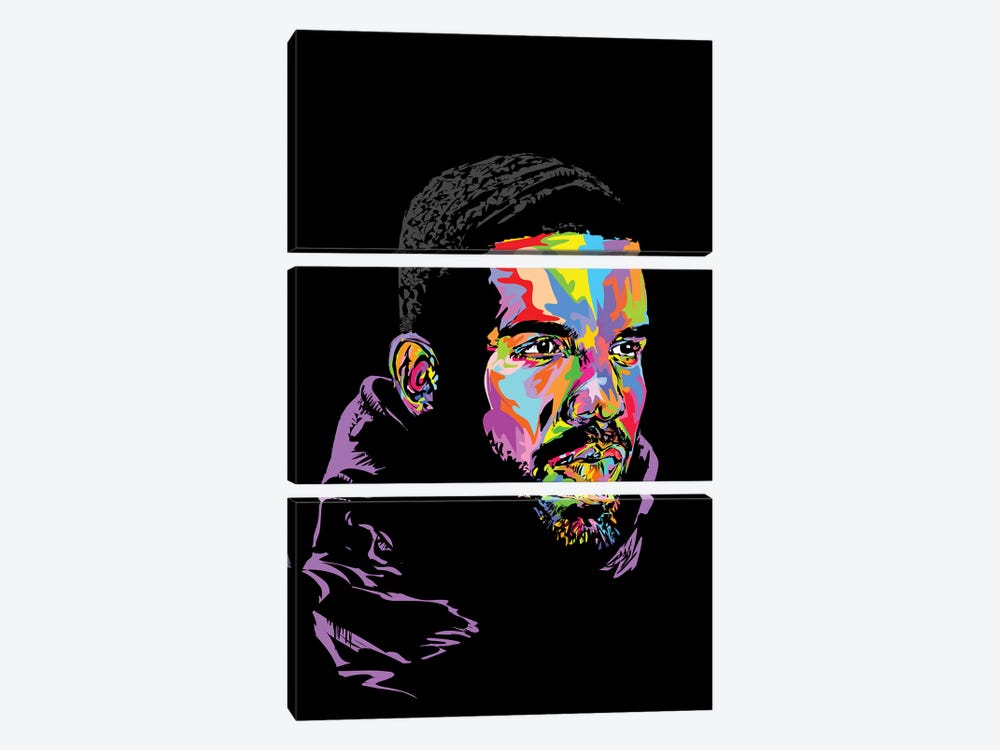 Drake Black 2019 by TECHNODROME1 3-piece Canvas Wall Art
