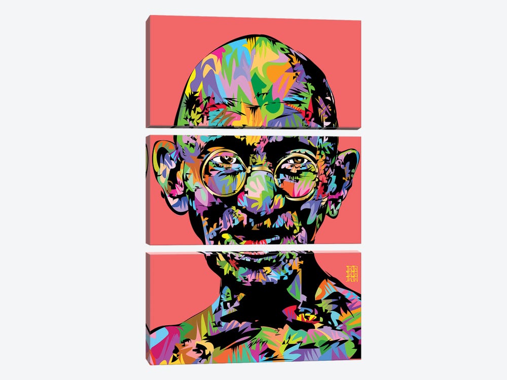 Ghandi 2021 by TECHNODROME1 3-piece Canvas Art Print